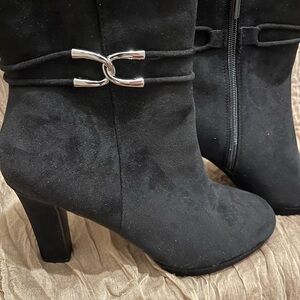 Impo brand - Black Heeled Boots with Silver Accent